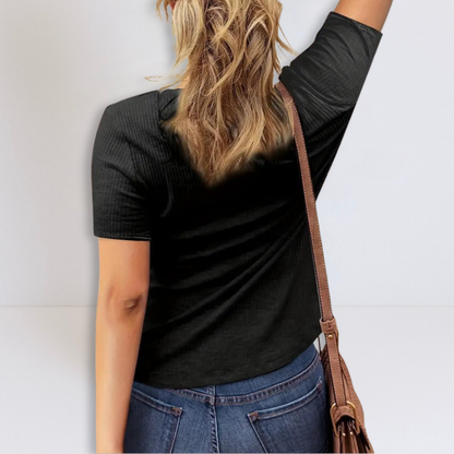 Dames Blouse Geribbelde Stof Knopen