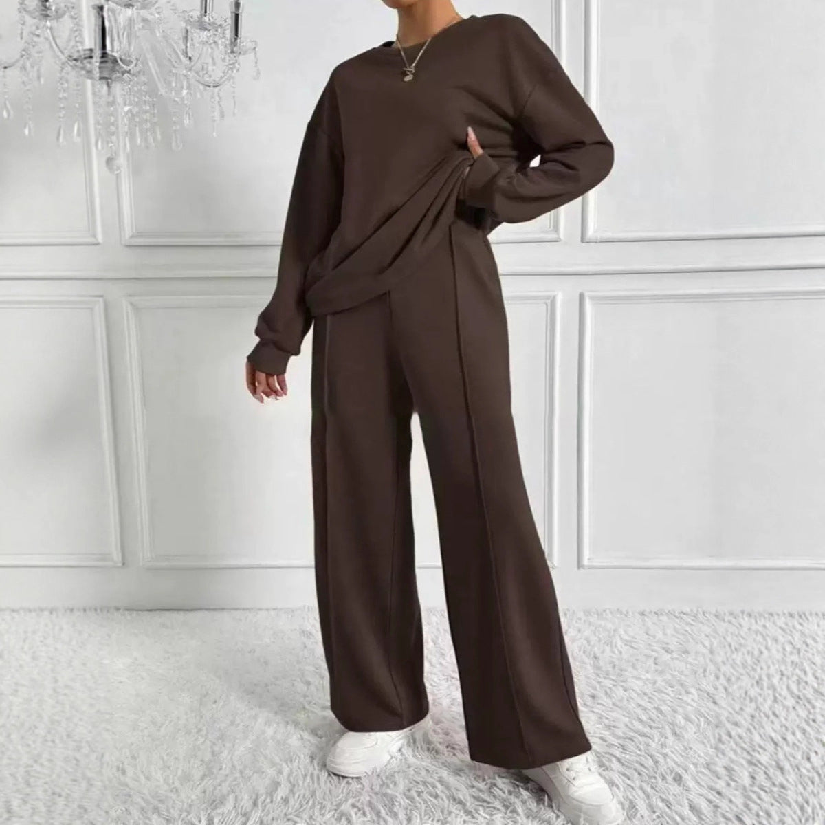 Dames Tweedelige Set Oversized Broek en Crewneck Korean Style