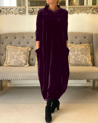 Velvet Damesjurk met Lange Mouwen – Elegant, Comfortabel & Herfstklaar