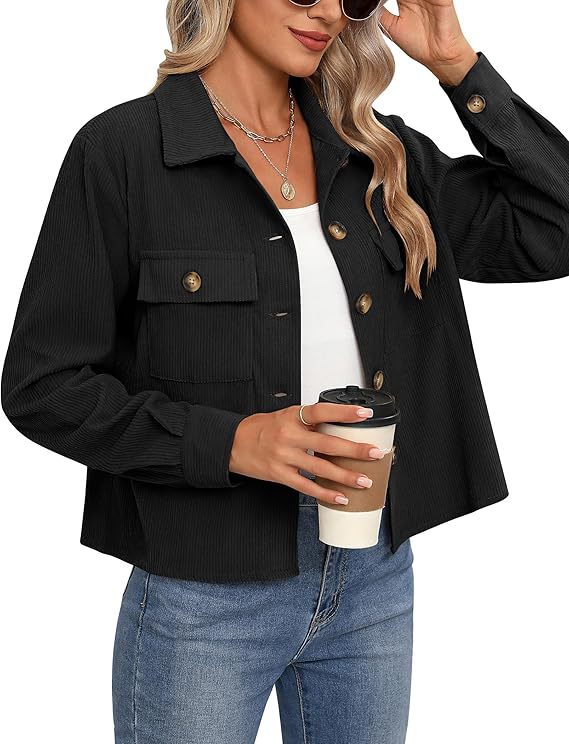 Korte Dames Corduroy Jas Trendy Bruin