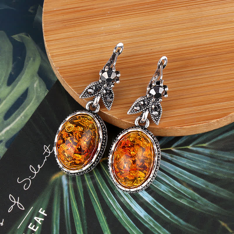 Retro Oorbellen Bloemen Amber Vintage Stijl - Mode Vibes