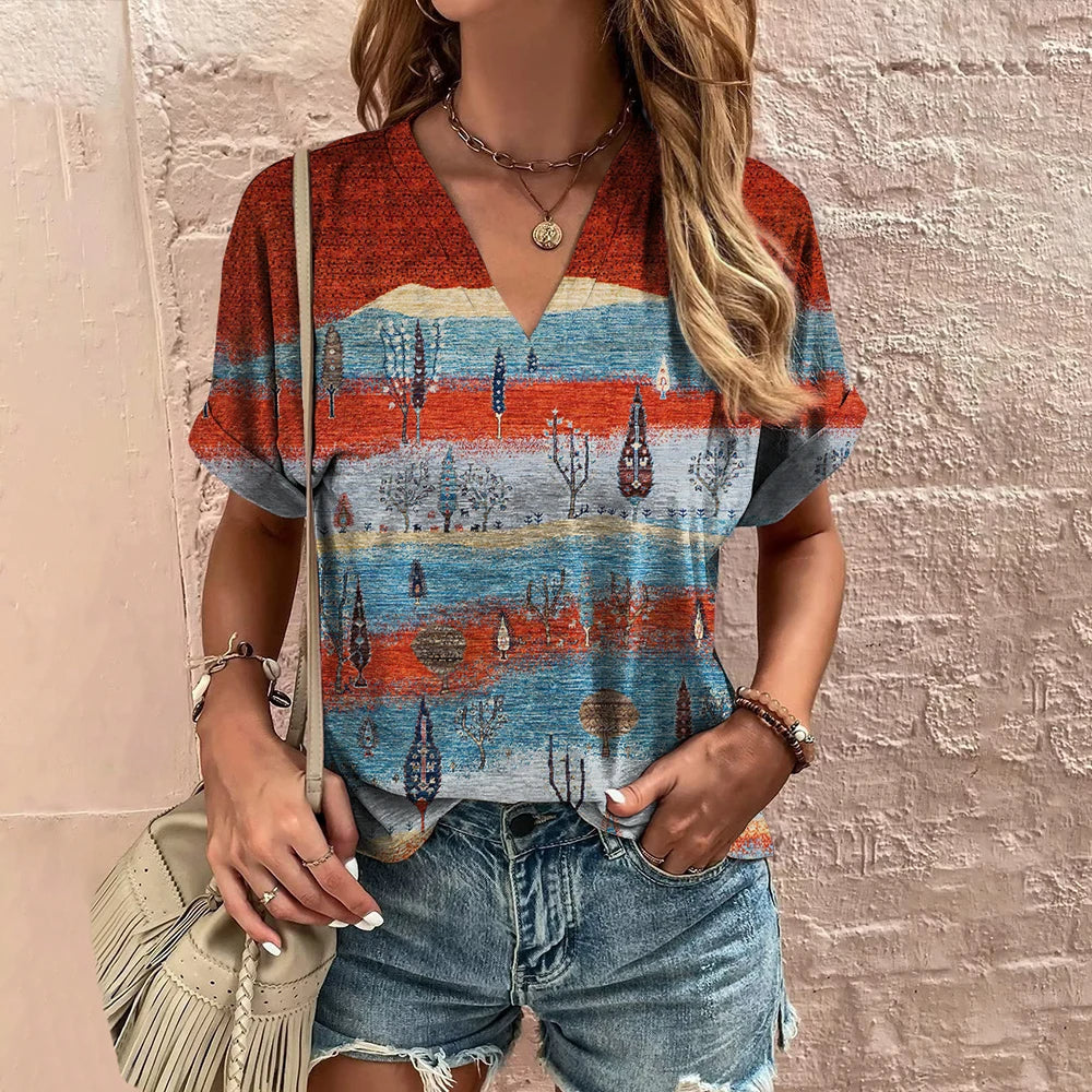 Vrouwelijke Retro Top Casual Katoen