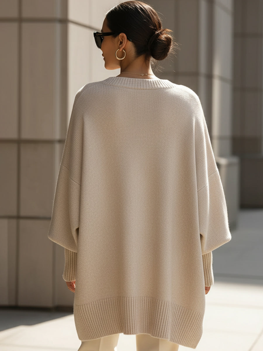 Dames Oversized Gebreide Trui Poncho