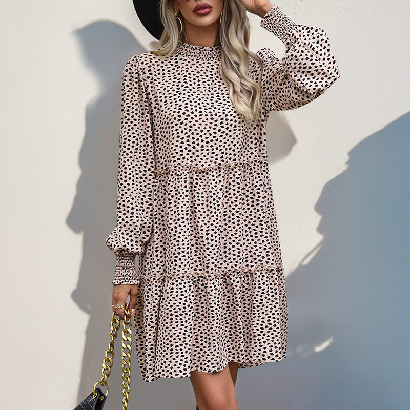 Dames Babydoll Jurk met Bloemenprint en Plooi Details