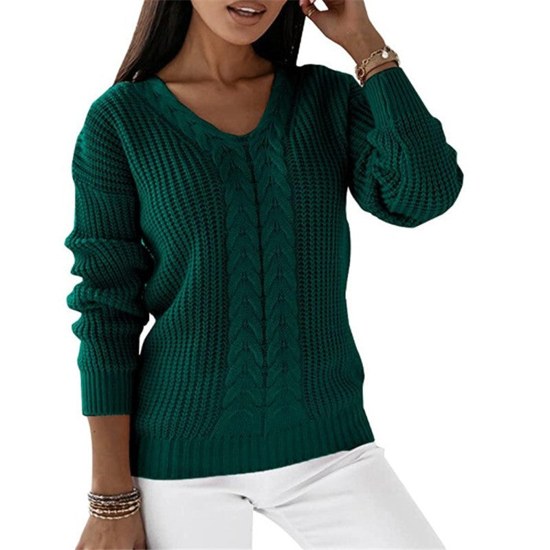 Dames Trui Gebreid V-hals Met Twist Detail