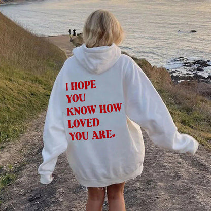 Dames Hoodie Self Love Text Print Zwart Trendy