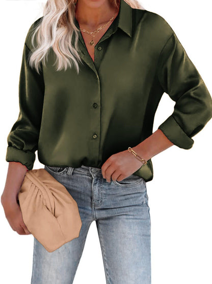 Vrouwen Blouse Lange Mouwen Knoopsluiting Elegance