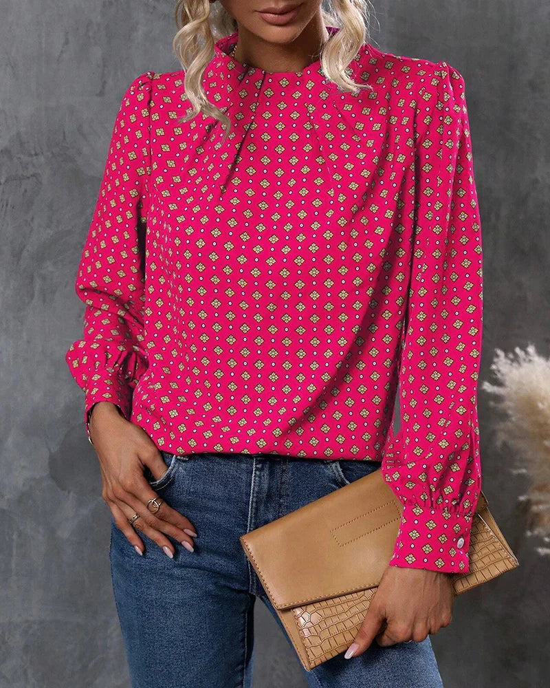 Vrouwelijke Vintage Blouse met Bloemenprint