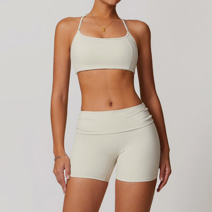 Yoga Set Dames Sneldrogend Naadloos met Short en Top