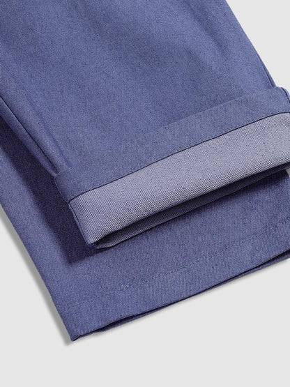 Chino Broek Mannen Slim Fit Donkerblauw Modieus