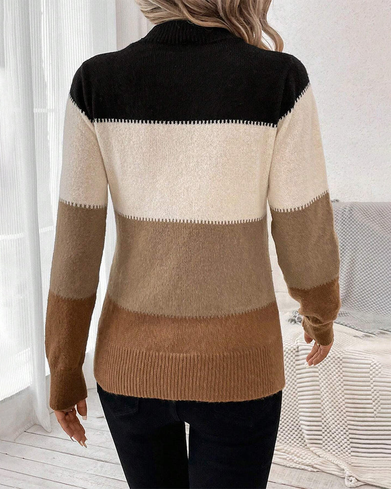 Comfortabele dames trui met colorblock design – Trendy & warm
