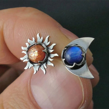 Zilveren Oorbellen Zon en Maan Modern Design