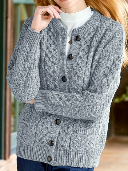 Gebreid Vest met Knoopsluiting en Zakken Zwart