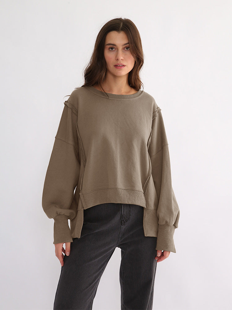 Dames Sweater Warm Losse Pasvorm Met Rauwe Randen
