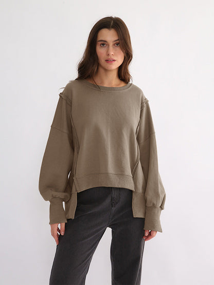 Dames Sweater Warm Losse Pasvorm Met Rauwe Randen