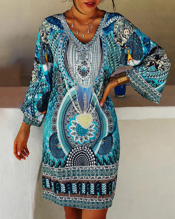 Boho Zomerjurk Vrouwelijke Losse Jurk Met Bloemenprint