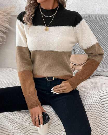 Comfortabele dames trui met colorblock design – Trendy & warm