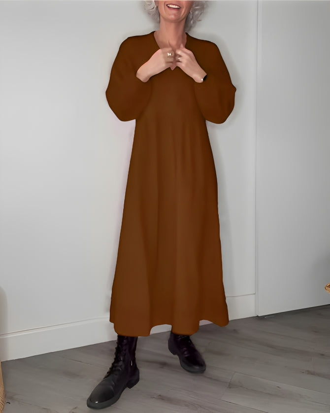 Lange jurk V-hals Zomerjurk voor Vrouw