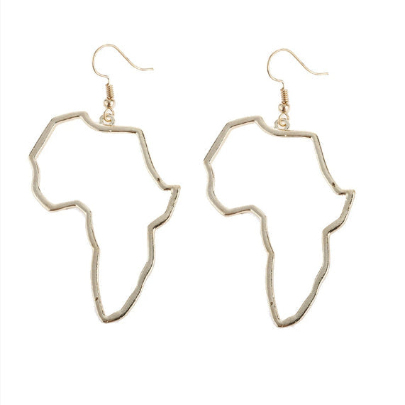 Dames Oorbellen Goudkleurig met Kaartvorm Afrika Stijl