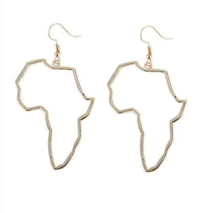 Dames Oorbellen Goudkleurig met Kaartvorm Afrika Stijl