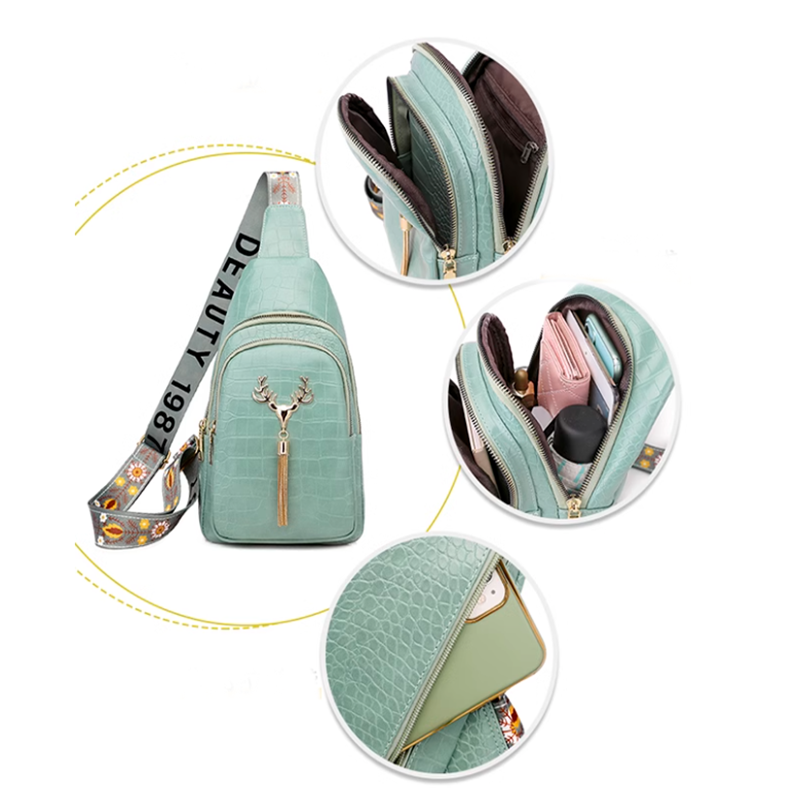 Dames Crossbody Tas met Hertenprint en Kwastjes