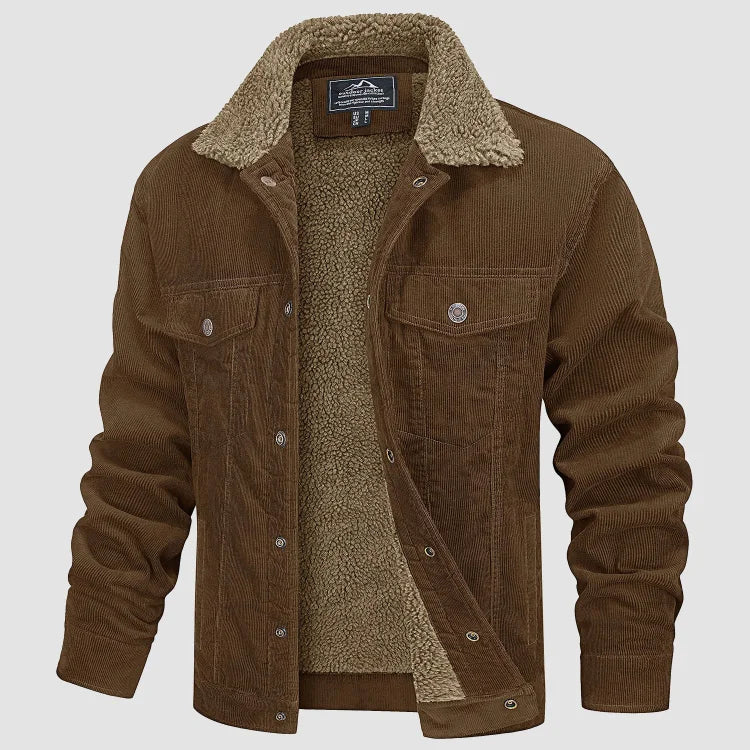 Corduroy Herenjack Groen Ribfluwelen Jas - Mode Vibes
