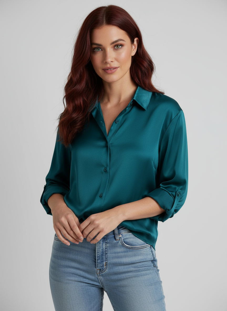 Vrouwen Blouse Lange Mouwen Knoopsluiting Elegance - Mode Vibes