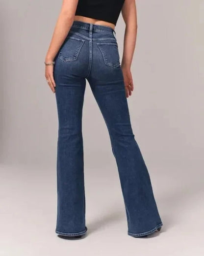 Hoge Taille Flared Jeans Comfortabel Katoen Elasthaan