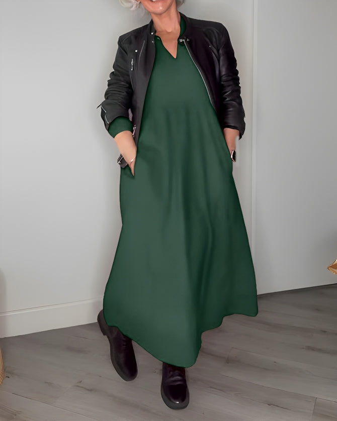Lange jurk V-hals Zomerjurk voor Vrouw
