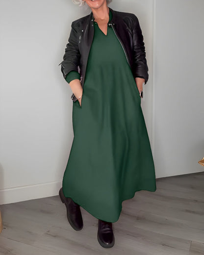 Lange jurk V-hals Zomerjurk voor Vrouw