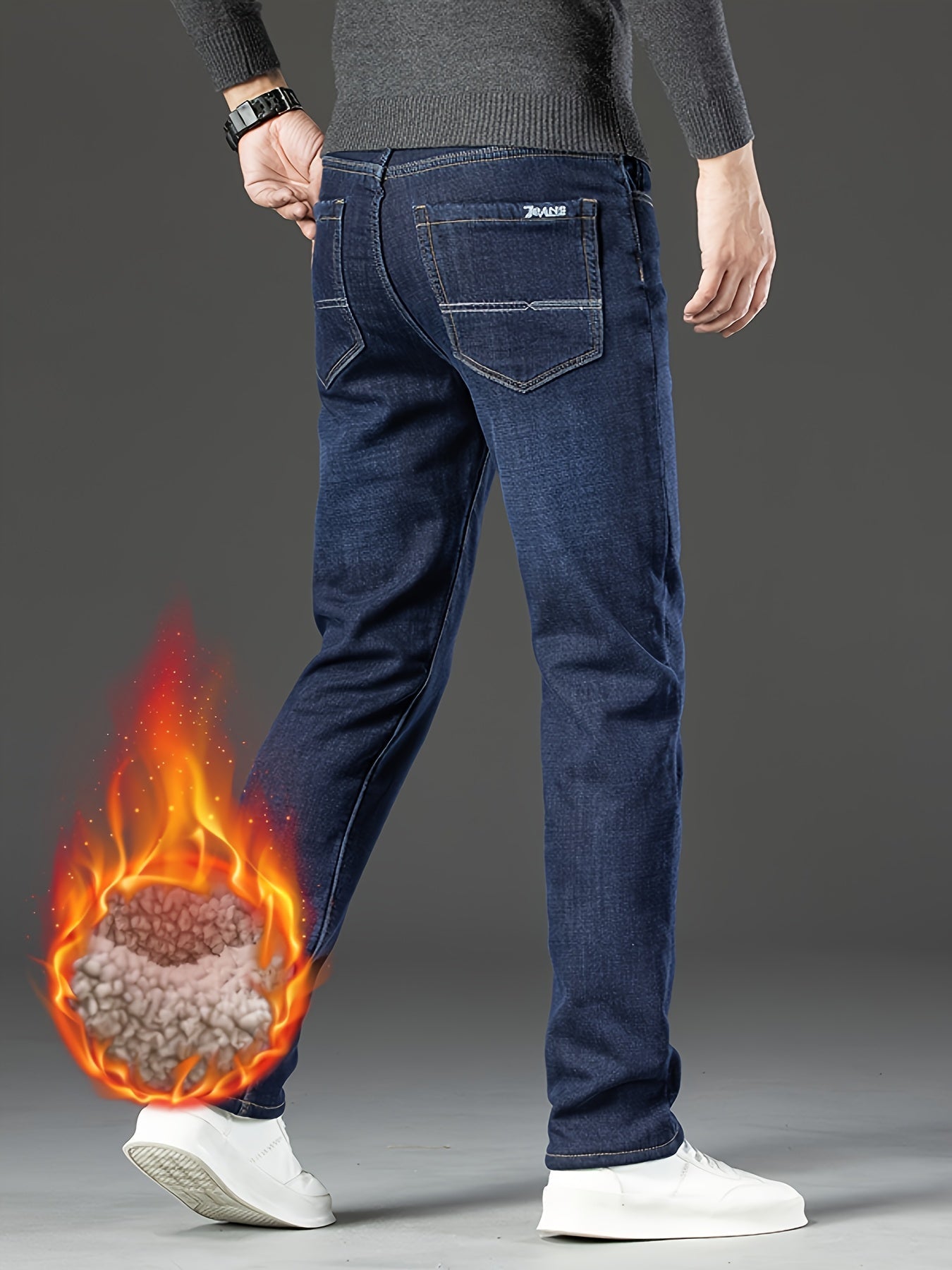 Heren Winterjeans Fleecevoering Warm Grijs