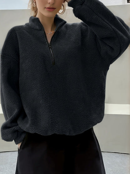 Dames Fleece Trui Warm met Halve Rits