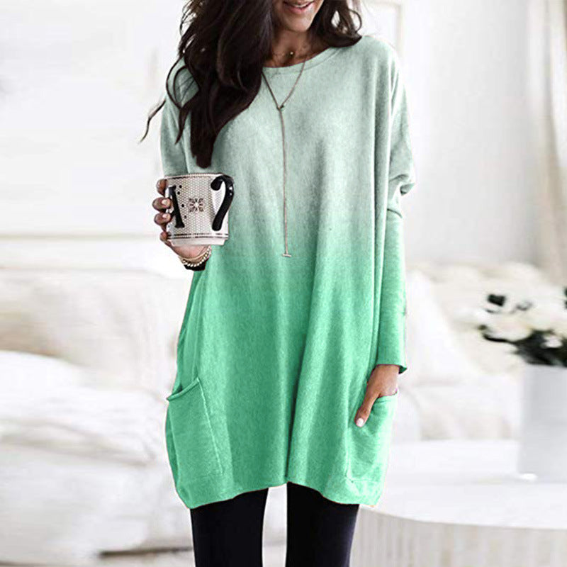 Dames Top met Lange Mouwen en Zakken Gradient Effect