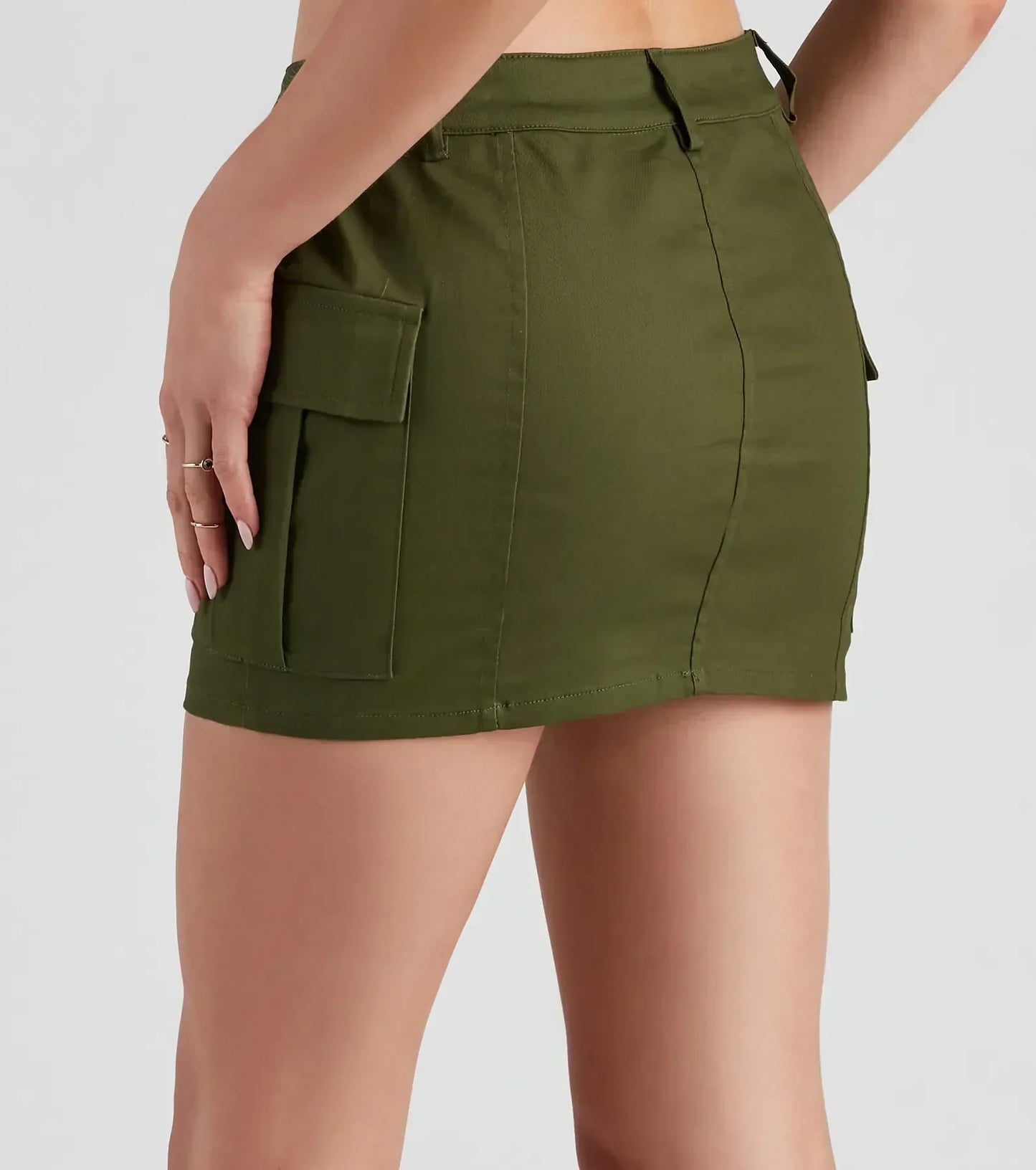 Mini Cargo Rok Met Stoere Ritsen en Zakken
