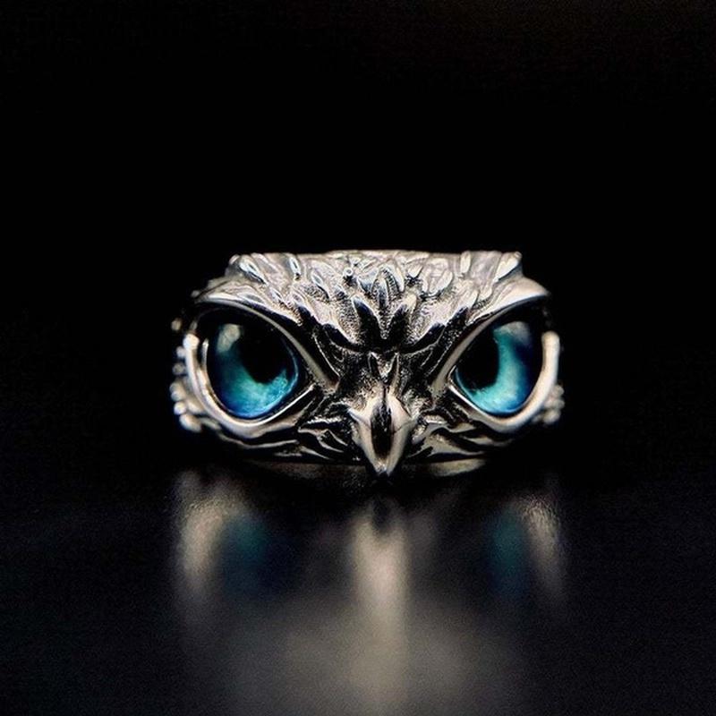 Unieke Uilenoog Ring Zilveren Sieraden