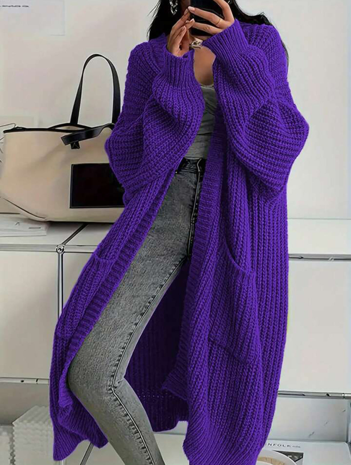Dames Gebreide Vest Lange Stijlvolle Trendy Look