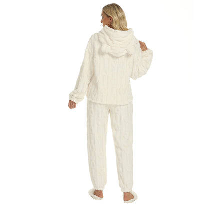 Dames Teddy Pyjama Set Zacht met Oortjes en Hartjes