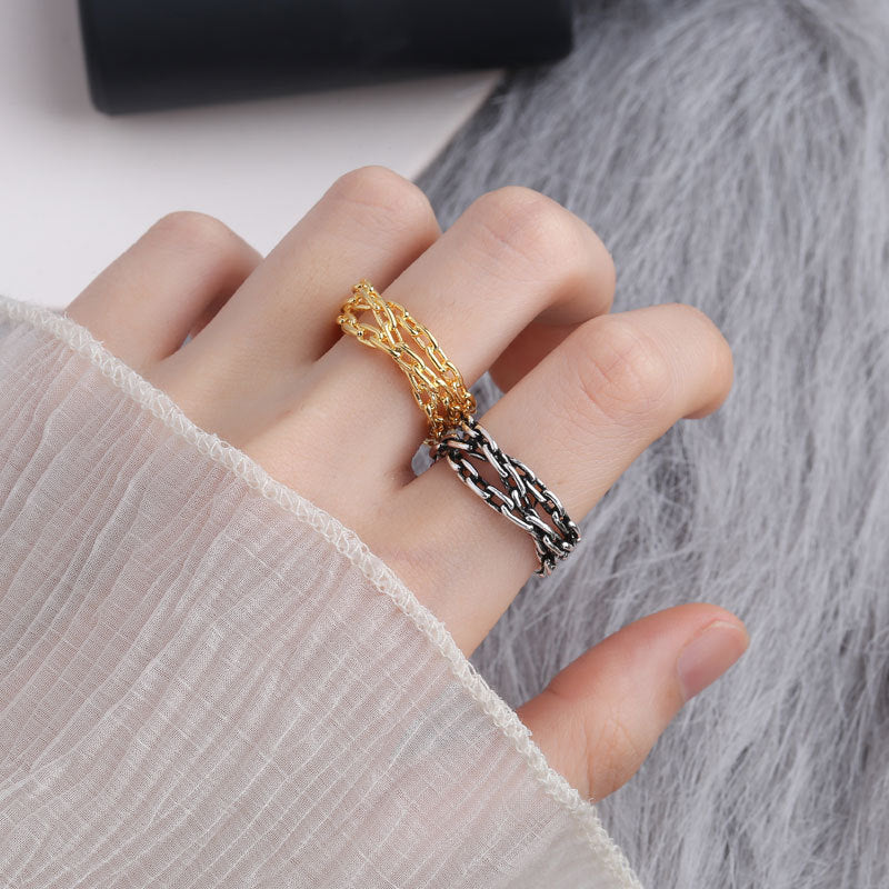 Vrouwelijke Verstelbare Schakelring Gevlochten Zilveren Armband - Mode Vibes