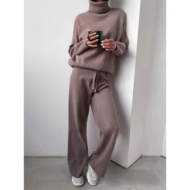 Dames Comfortabele Set met Coltrui en Rechte Broek Casual - Mode Vibes