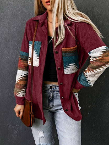 Boho Jas met Print Zachte Pasvorm Casual Stijl