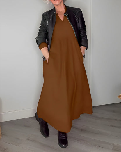 Lange jurk V-hals Zomerjurk voor Vrouw