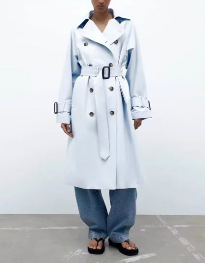 Dames Trenchcoat Lange Trendy Voorjaarsjas met Ceintuur