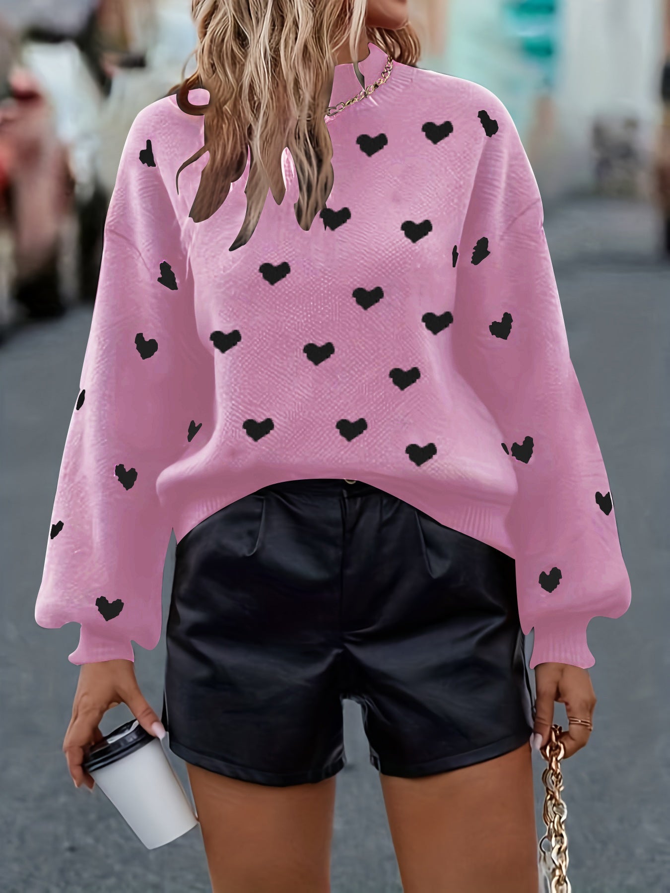 Dames Trui Gebreid met Hartjes Stijlvol Leuk