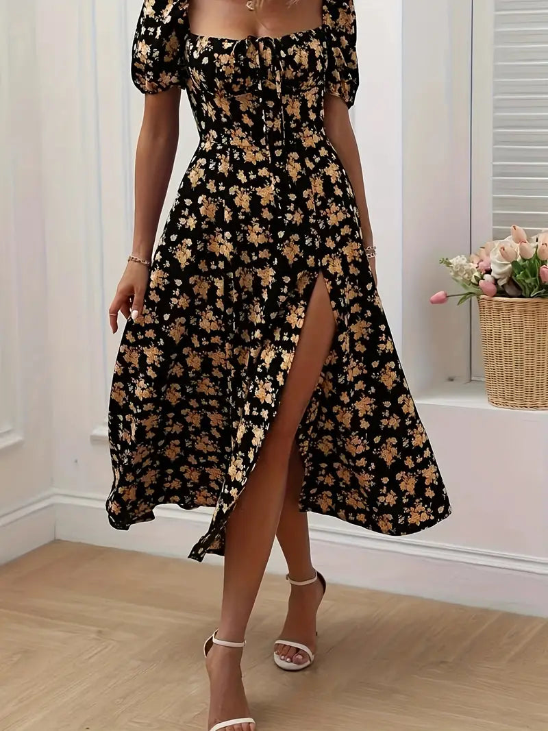Jurk met split voor vrouwen lente zomer collectie - Mode Vibes