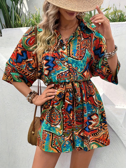 VELANORA- Bloemenprint Korte Romper