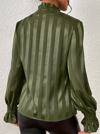 Dames Blouse Lange Mouwen Satijn met Plooien