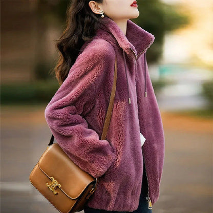 Dames Fleece Jas Met Rits en Opstaande Kraag Teddy Trendy