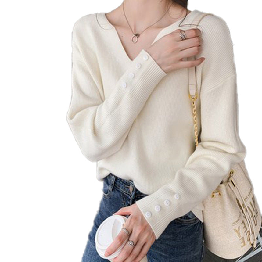 Dames Trui Oversized V-hals Comfortabel met Knoopjes