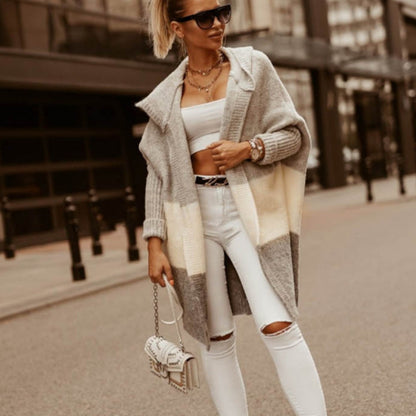 Dames Cardigan Jas Colorblock Hoodie Zacht