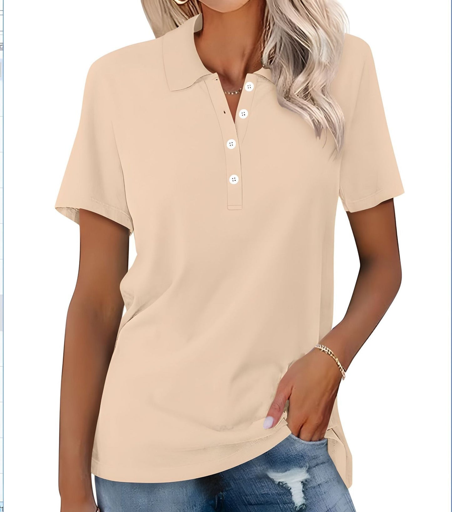 Dames Polo Top Kortemouw Basic Zomer